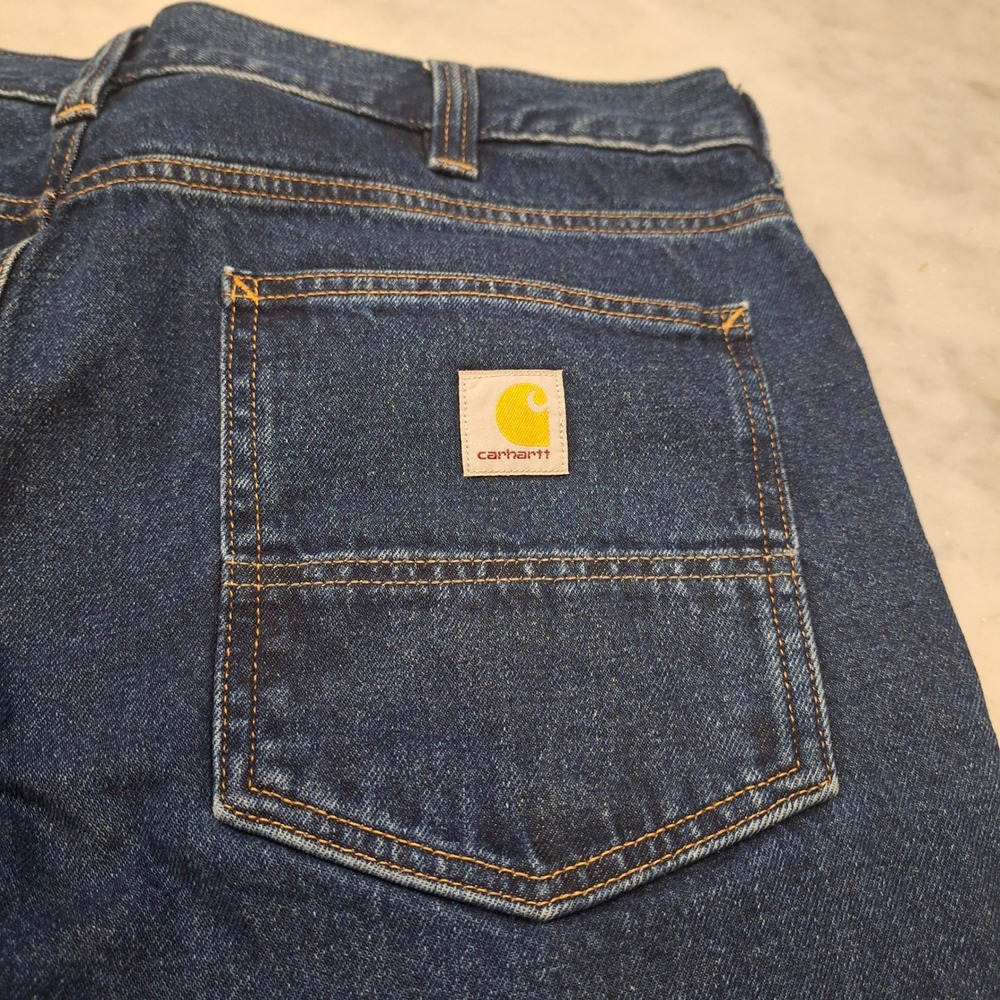 New Carhartt Jeans Mens 36x32 Blue Relaxed Fit 5-Pocket BD4943-M Denim Workwear